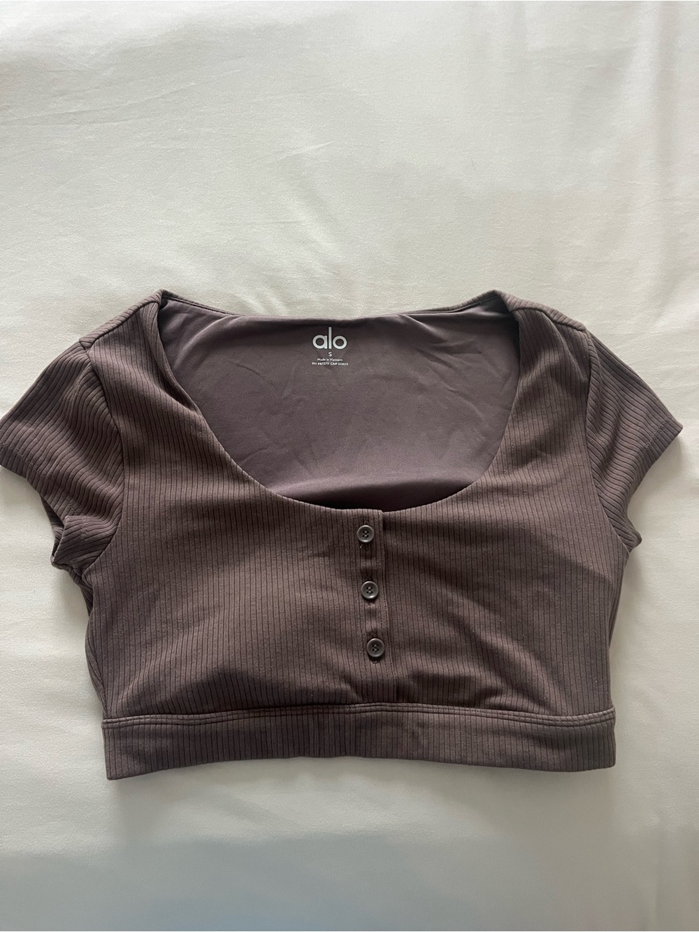 ALO Ribbed Scoop Neck Bra Top in Brown